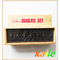 Double six black paint dark brown domino with wooden box